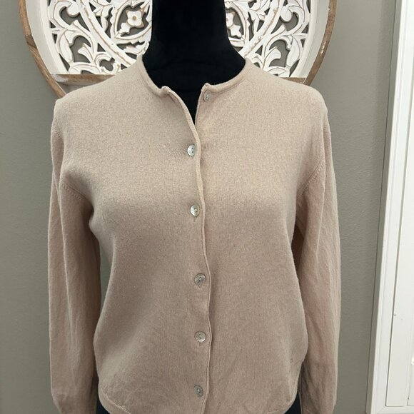Nina Ricci Cardigan Sweater Beige Button Down Wool/Knit SZM Old Money Italy - Picture 1 of 9